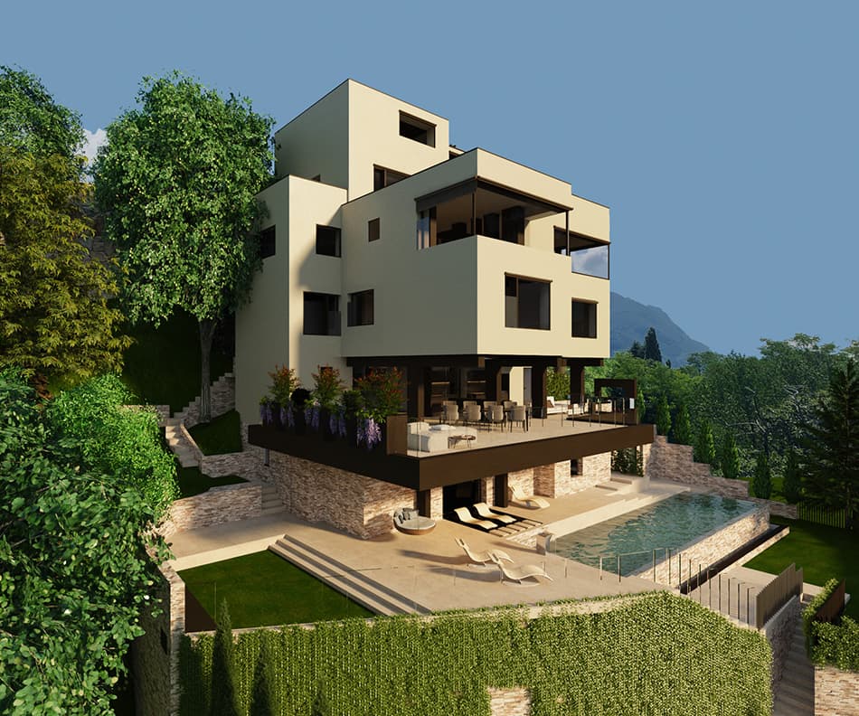 Exterior 3D rendering of the villa